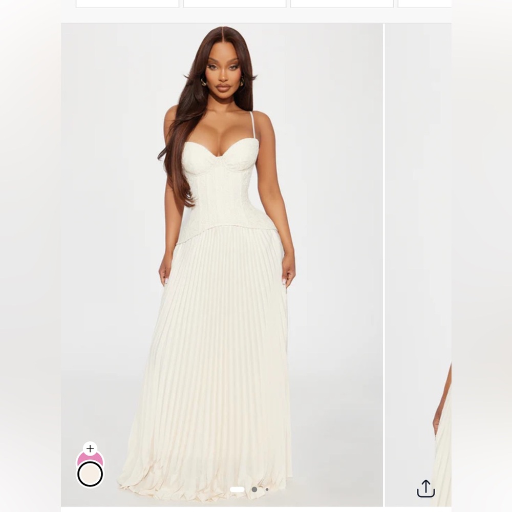 Fashion Nova Daniella Lace Corset Maxi Dress Cream Size M